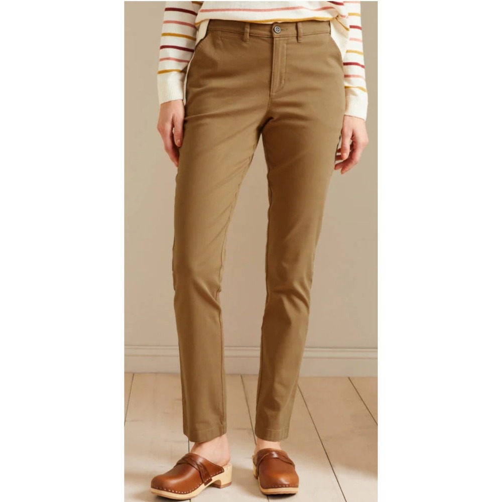 Garnet Hill Pants Sz 14 Beechwood Pima Cotton Stretch Salt Washed Slim Chinos